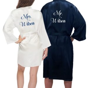 Personalized Couples' Robes - Classy Bride Satin Robes for Couples