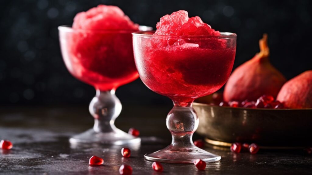 A Symphony of Bubbles and Berries Pomegranate Sorbet with Prosecco for Two