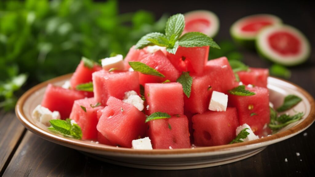 An Exploration of Aphrodisiacs and Flavors Watermelon and Feta Salad with Mint for Two
