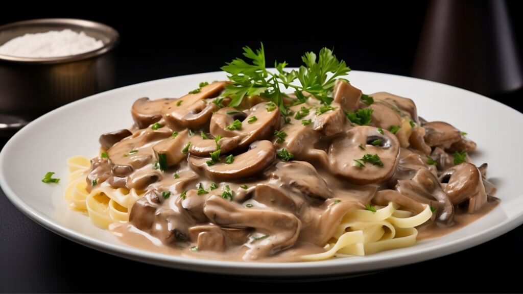 Mushroom Stroganoff with Coconut Milk for Two A Cozy Vegan Dinner at Home