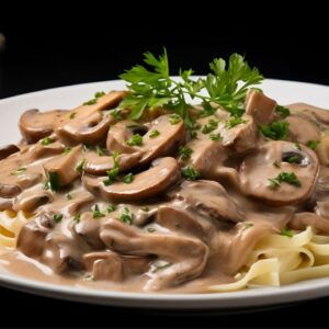 Mushroom Stroganoff with Coconut Milk for Two A Cozy Vegan Dinner at Home