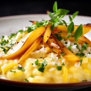 Saffron and Pear Risotto for Two: A Culinary Affair to Remember