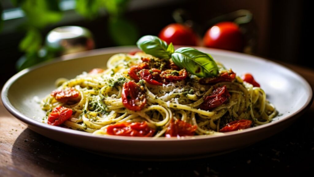 Basil Pesto Pasta with Sun-Dried Tomatoes for Two A Romantic Culinary Journey