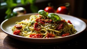 Basil Pesto Pasta with Sun-Dried Tomatoes for Two A Romantic Culinary Journey