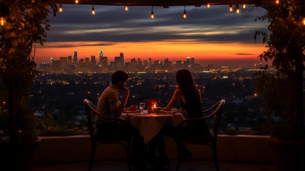 Dinner at a Rooftop Restaurant