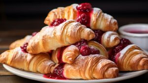 Romantic Sunrise Raspberry and Cream Cheese Stuffed Croissants for Two