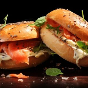 Sunrise Love Smoked Salmon and Cream Cheese Bagels for Two